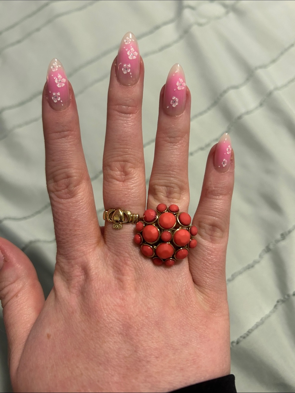 Pink Cluster Statement Ring - Picture 2 of 3